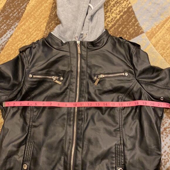 Jou Jou Juniors Hooded Faux-Leather XXL Black NWT - Picture 13 of 16